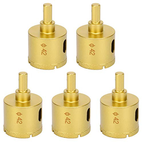 Baxnore Set di 5 punte diamantate da 42 mm per a tazza diamantata ad alte prestazioni per marmo, vetro, piastrelle di ceramica, cemento, pietra, taglio con segmenti diamantati
