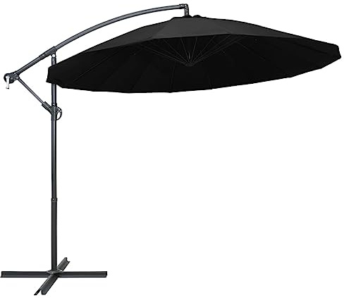 Lumanois Sombrilla Colgante con Palo de Aluminio Negra 3 m,Artículos de Exterior,Sombrillas,12.35kg-47226