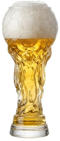 BrKern WM Pokal Bierglas, Herfair Biergläser 0,6 Liter, Fußball Event Bierkrug, Victory Trophy Bierglas, Geschenke für Männer Fußballfans