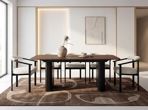 WFL GROUP Ausziehbarer Rechteckiger Esstisch – XXL Modernes Design mit Schwarzem Metallgestell – für 10-14 Personen, 200 x 90/300 cm – Walnuss Braun