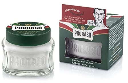 Proraso Pre Shave Cream, 100 ml, erfrischende und belebende Rasiercreme für die Anwendung vor der Rasur, mit Eukalyptusöl und Menthol, Made in Italy, Grün