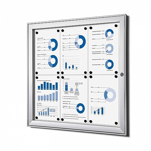 Schaukasten außen 6x DIN A4 | wetterfest | abschließbarer Infokasten mit SAN-Scheibe | beschreibbare magnetische Rückwand | ideal für Außenbereich & Outdoor Wand-Montage