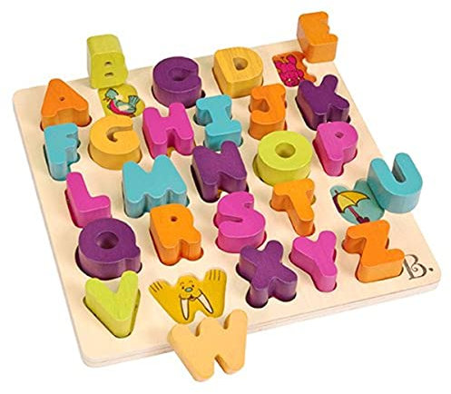 B. toys – Alpha tical – Wooden Alphabet Puzzle – 26 Letter Pieces – Chunky Wooden Puzzle – Educational Toys For Toddlers, Kids – 18+ Months