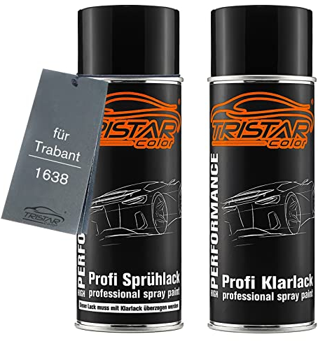 TRISTARcolor Autolack Spraydosen Set für Trabant 1638 Gletscherblau Basislack Klarlack Sprühdose 400ml