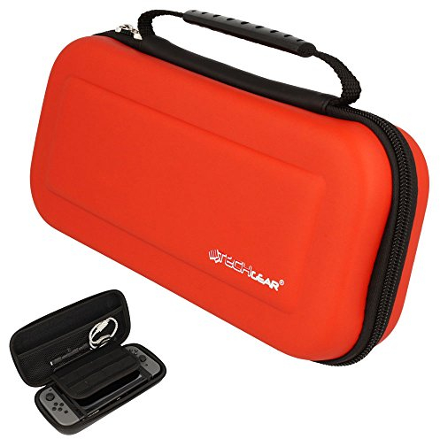 TECHGEAR Custodia Compatibile con Nintendo Switch OLED/Switch - Custodia protettiva da viaggio Cover rigida e spaziosa realizzata per Nintendo Switch/OLED + Controller + Giochi + Accessori [Rosso]