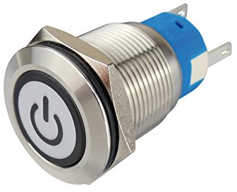 Sintron Connect Metallschalter 19 mm mit EIN/Aus-Symbol und Ringbeleuchtung Weiss