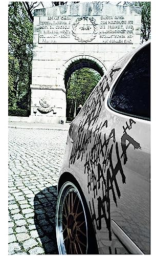 Finest Folia Grafik Schriftzug Hahaha Groß Joker Batman Aufkleber Sticker Tuning Folie KX029 (Glanz Schwarz 070)