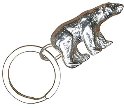 Porte-Clés Ours Polaire, Porte-Clés Ours Blanc, Fait Main, en Étain. Fabrication Artisanale Française, par William Sturt des Étains de Jumilhac