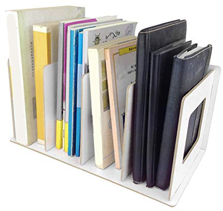 VIFER Desktop Bookshelf Wooden Book Rack Books Magazine Storage Holder for Students Kids Adult (Warm White)