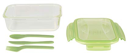 Pebbly PKV-022 - Lunch Box Nomade en Verre 1,2 L avec Couverts en Plastique