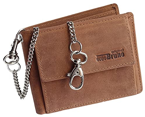 Minigeldbörse Leder mit Kette Herren Mini Geldbörse Geldbeutel Jungen Männer Geldbörse mit Kette klein Mini Kartenetui Slim Wallet