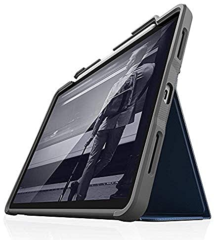 STM Bags Dux Plus Case Folio Schutzhülle für Apple iPad Air 10,9 (2020) - blau/transparent [Apple Pencil Halterung I Militär Standard I Wasserabweisend I Standfunktion I wake/sleep]