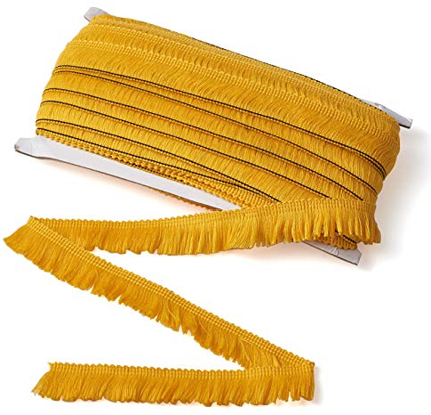 Beadthoven goldene Quastenborte, Fransenborte, 25 mm x 25 m, Faser-Spitzenbesatz, Fransen, besticktes Band zum Nähen, für Hochzeiten, lateinische Kleider, Bühnenkleidung, Dekoration