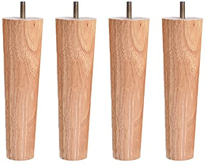 4 pièces Meubles en Bois Pieds Pieds M6 Filetage Remplacement Conique Meubles Jambes Pieds pour Armoire Chaise canapé Table lit (30cm)