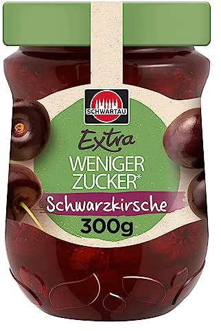 Schwartau Extra Weniger Zucker Schwarzkirsche, zuckerreduzierter Fruchtaufstrich, 300g