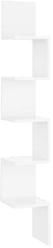 vidaXL Wand Eckregal Bücherregal Wandregal Hängeregal Regal Küchenregal Schweberegal Dekoregal Wohnzimmer Hochglanz-Weiß 20x20x127,5cm Holzwerkstoff