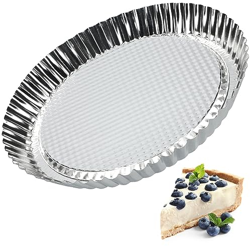 KADAX Moule à tartelette en tôle galvanisée et antiadhésive, 3 tailles, moule à tarte aux fruits, rond, diamètre 22 cm, argenté