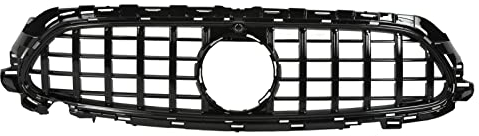 Ymiko Grill Frontstoßstange für Panamericana GT Grille mit Kameralöchern Kompatibel für E‑Klasse W213 C238 Facelift 2021+(voll schwarz)