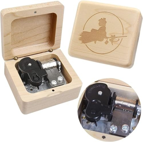 Sinzyo Spieluhr, Vintage-Stil, Holz, geschnitzt, Geschenk für Geburtstag, Valentinstag, Weihnachten (Kikis-Lieferservice, weinrote Box)