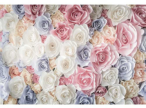 Aoihrraan 3x2m Hochzeit Blume Wand Hintergrund Bunt Blüte Blumen 3D handgemacht Papier Blumen Fotografie Hintergrund Braut Dusche Geburtstag Party Kuchen Tisch Banner Dekor Zubehör Foto Requisiten
