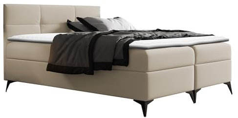 Mirjan24 Boxspringbett Worx mit 2 Bettkästen, Doppelbett mit Lattenrost und Matratze + Topper, Polsterbett, Bett mit Kopfteil, Bettgestell, Amerikanisches Continentalbett (Soft 033, 200 x 200 cm)