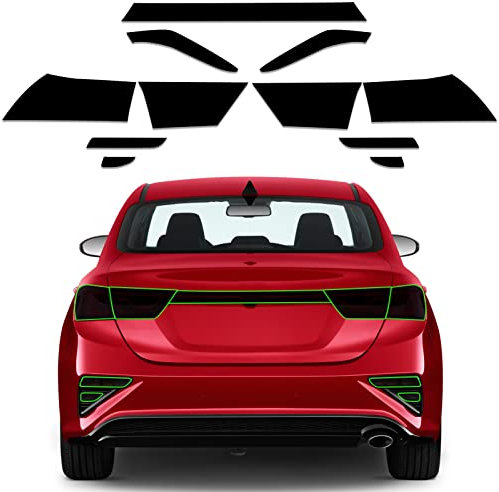 MusTree Vorgeschnittene Vinyl-Overlay-Tönungs-Set Folie passend für Kia Forte 2019 2020 2021 Rücklichter Reflektor Licht mit Glanz Dark Smoke Wrap Cover Vinyl Decals Außenteile und Zubehör