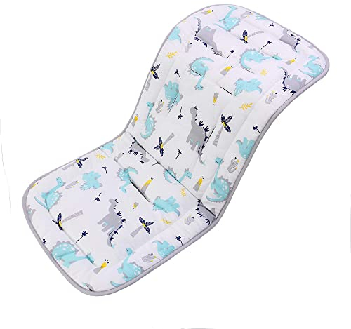 Miracle Baby Cojín Carro Bebe,Colchoneta Silla Paseo Universal,Cojín Silla de Paseo para el Cochecito y Asiento de Carro, 100% Algodón, 32x80cm(Dinosaurio)