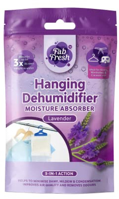 Dehumidifier for Home Damp Kitchen Wardrobe Office Caravan Garage Bathroom Basement Air Purifier (Hanging Lavender Scent 220g, 12 Pack)