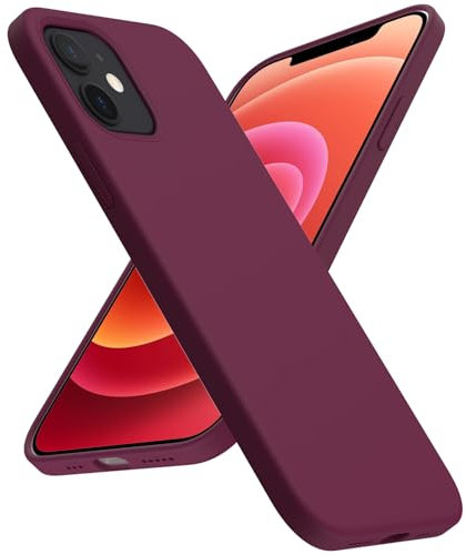 ACRONIX Coque Silicone Liquide Compatible avec iPhone 12/12 Pro (6,1”) Case en Silicone Premium, Étui Protection Complète, Cover Antichoc à 3 Structure-Rouge vin