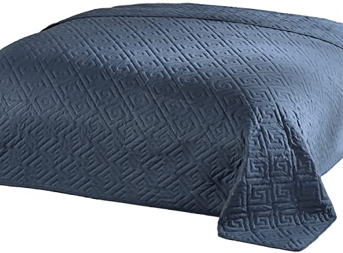 Delindo Lifestyle Tagesdecke Bettüberwurf Premium blau, für Doppelbett, einfarbig für Schlafzimmer, 220x240 cm