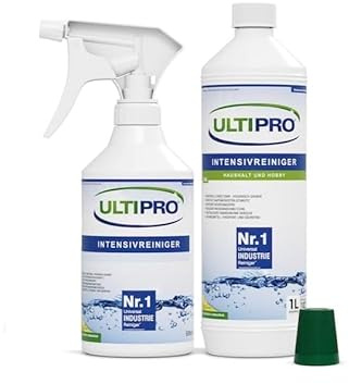 Universalreiniger gebrauchsfertig 1 Liter Intensivreiniger & Fettentferner für Küche, Teppich, Fassade, Auto Sitze; kraftvoll gegen Fett & Schmutz, für alle Oberflächen + 500ml Leersprüher – Ultipro