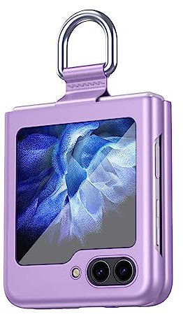 BORYA Case for Samsung Galaxy Z Flip5 (Flip 5) 5G, Ultra Thin Premium Silicone PC Shockproof Cover, Silky Matte Skin Feeling Elegant Anti-Scratch Folding Case With 360° Ring, Purple