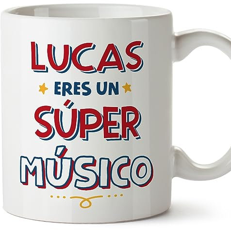 MUGFFINS Tazas Personalizadas para MÚSICO hombre - En Español - Eres Súper - 11 oz / 330 ml - Regalo Personalizable original y divertido