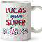 MUGFFINS Tazas Personalizadas para MÚSICO hombre - En Español - Eres Súper - 11 oz / 330 ml - Regalo Personalizable original y divertido
