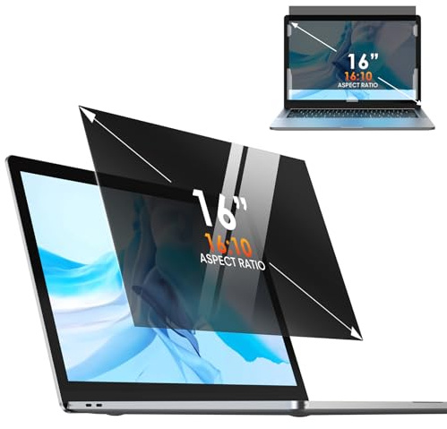 Yamaya 16 Inch Laptop Privacy Screen, Removable 16:10 Aspect Privacy Filter Screen Protector