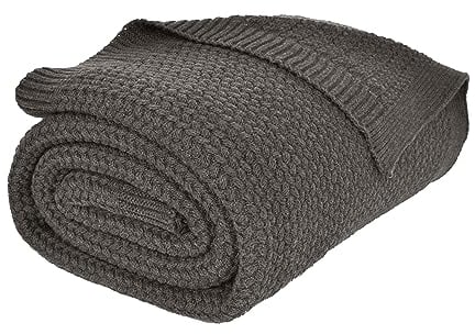 nielsen HOME Wohndecke Jaron fein gestrickt, 150x200 cm, Antik Grau, 100% Baumwolle, Fischgrat-Optik