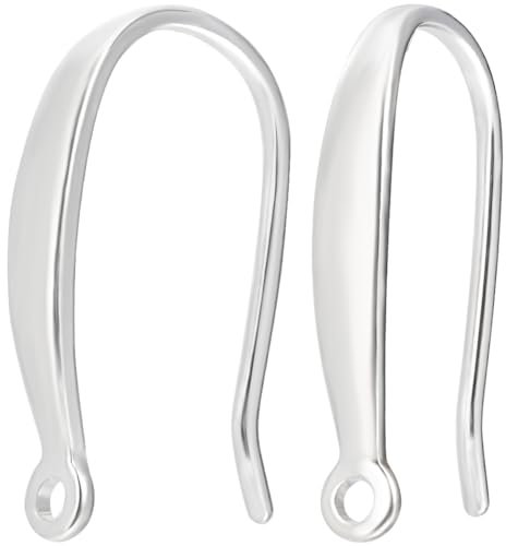 Beebeecraft 1 Box 10Pcs Ear Wires 925 Sterling Silver French Earring Hooks with Loop Dangle Fish Hook for Earrings Jewelry Making