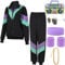 90er 80er Jahre Outfit Herren Damen Mottoparty Kostüm Kostüm 80er Jahre Trainingsanzug Jacke Hose Anzug 80er Accessoire 80er Jahre Kleidung Herren Rocker Vintage Bad Taste Kostüm für Karneval (XXL)