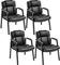 Yaheetech 4er Set Esszimmerstühle Küchenstuhl mit Armlehne Konferenzstuhl Besucherstuhl Stühle Polsterstuhl Kunstleder für Esszimmer Schlafzimmer Wohnzimmer Schwarz