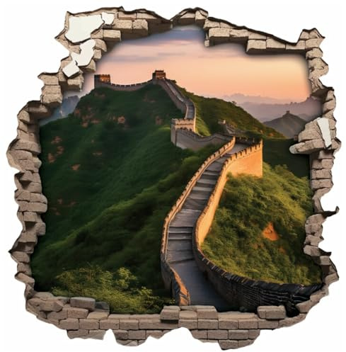 Samunshi® Wanddeko Wandriss mit Chinesische Mauer Fenster in andere Welt Portal Wallart Wandtattoo für Wohnzimmer Küche Wandaufkleber Wandsticker 30 x 30cm