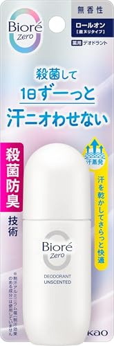 Bioré Zero Deodorant Roll-On Fragrance Free, Lightweight Antiperspirant Roll-On, Non-Sticky Finish, Daily Underarm Care