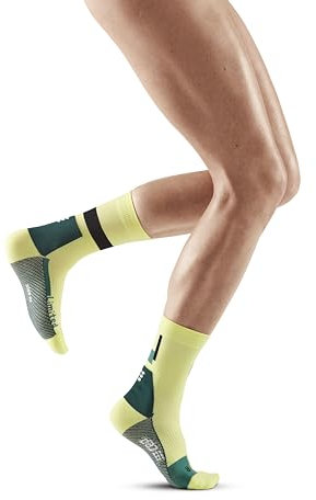 CEP - THE RUN COMPRESSION SOCKS MID CUT für Damen | Mittellange Laufsocken in lime (LE) mit Kompression | Regenerierende Kompressionsstrümpfe für Frauen | Gr. II | S