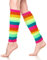 Neer Damen Beinstulpen Gerippte Beinlinge 80er Jahre Lange Beinwärmer Stiefel Knöchelwärmer (Fluoreszierender Regenbogen)