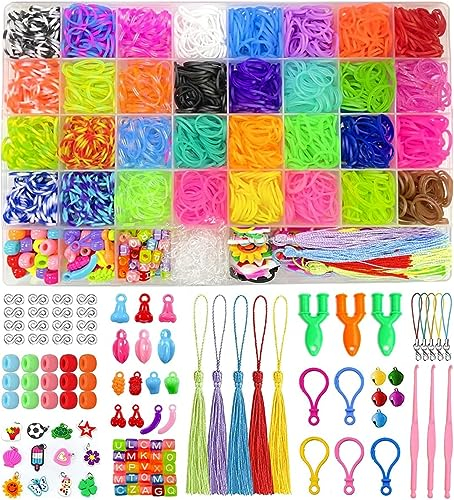LINRYU 2700+ Loom Bands Kit, 32 Colors Loom Rubber Bands in Storage Box, Friendship Bracelet Making Kit with Clips and Other Accessories for DIY, Craft Kits, Gift for Boys and Girls