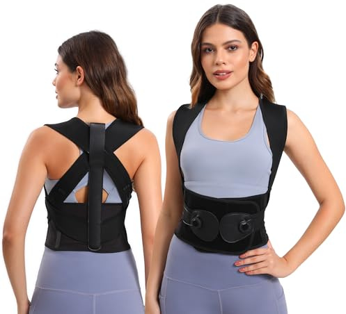 Bailkind Haltungskorrektur Rücken Damen und Herren, Präzise einfache Knopfeinstellun Rücken Geradehalter Posture Corrector Lendenwirbelstütze für eine aufrechte Körperhaltung Rückenstützgürtel (XL)