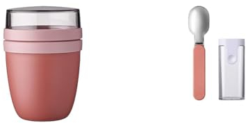 Mepal - Lunchtopf Ellipse - Praktischer Joghurtbecher & Klapplöffel - Wiederverwendbarer Löffel zum Mitnehmen - 200 ml + 500 ml - Modern und Funktional