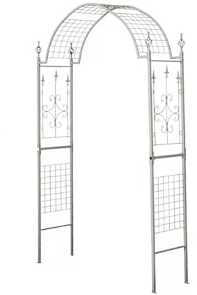 Vintage-Gitterbogen aus weißem Metall und Eisen for den Garten,Rosenkletterbogen,robuster Terrassenbogen aus Metall,geeignet for alle Arten von Kletterpflanzen,Veranstaltungen und andere Dekorationen