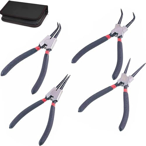 Generic 4 Pcs Snap Ring Pliers Set, 7-Inch Internal/External Circlip Pliers Kit - Heavy Duty, Carbon Steel, Ergonomic Handles, Ideal for Automotive, Mowers, Plumbing