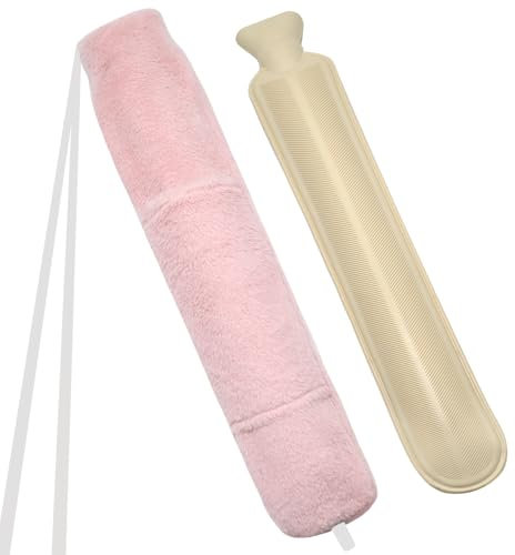 YTACREA Wärmflasche Lange mit Bezug, 2L Wärmflasche Groß mit Handwärmer, Wärmflasches XXL Hot Water Bottle Wärmflasches Schlauch für Rücken, Schulter und Unterleib, Nackenwärmflasche für Erwachsene
