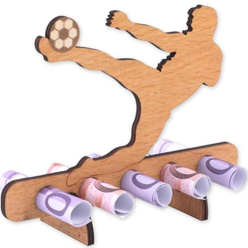 MOPQMKT Holz Geld Geschenk Fußball-Original Geldgeschenke Geschenkgutscheine Verpackungen Geschenke Fußball Spaß Geschenke Holz Geld Kreative Geschenkverpackung Fußball Fans